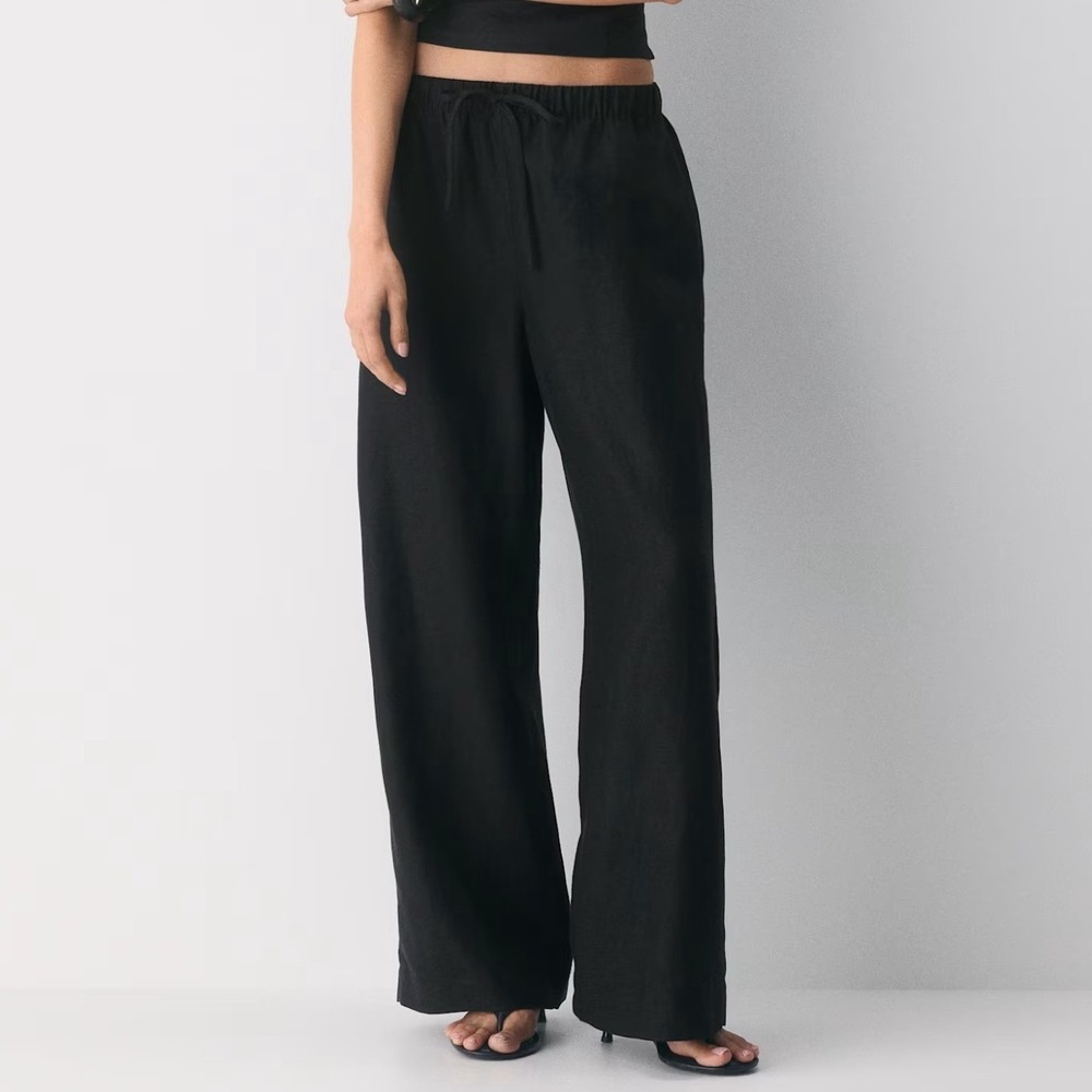 Wilfred Black Wide Leg Drawstring Pants